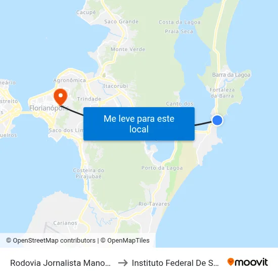 Rodovia Jornalista Manoel De Menezes to Instituto Federal De Santa Catarina map