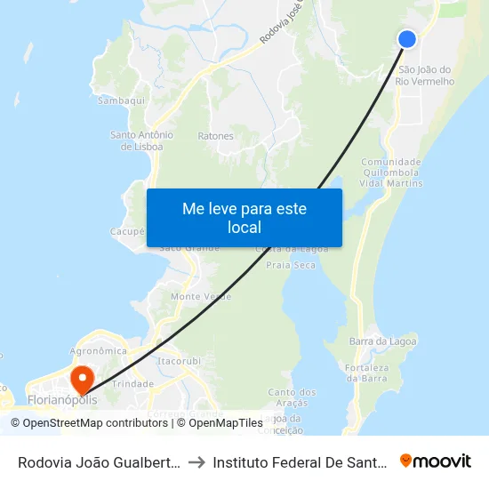 Rodovia João Gualberto Soares to Instituto Federal De Santa Catarina map