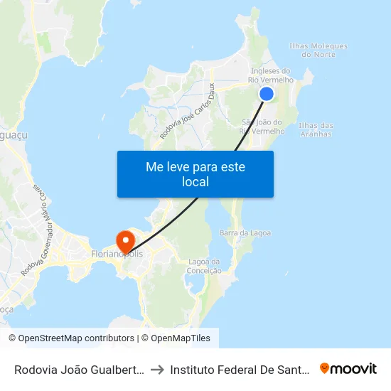Rodovia João Gualberto Soares to Instituto Federal De Santa Catarina map