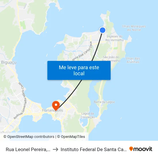 Rua Leonel Pereira, 330 to Instituto Federal De Santa Catarina map