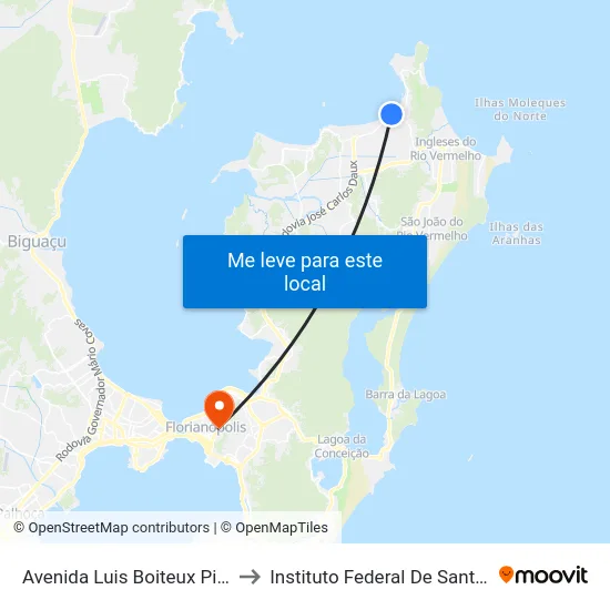 Avenida Luis Boiteux Piaza, 2761 to Instituto Federal De Santa Catarina map