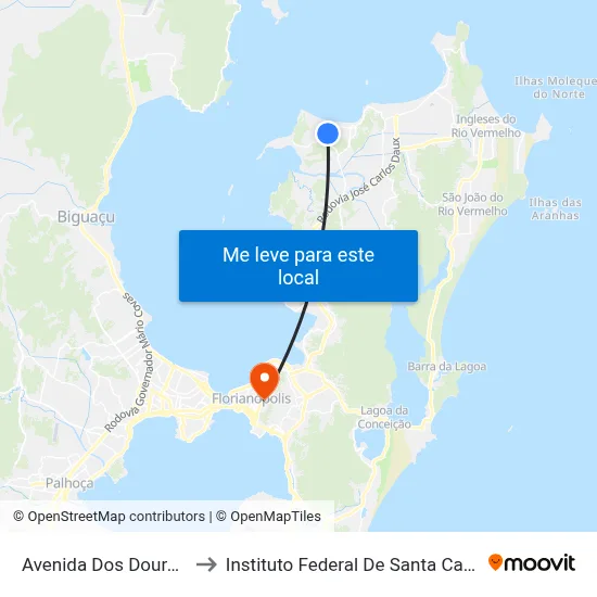 Avenida Dos Dourados to Instituto Federal De Santa Catarina map