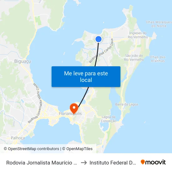 Rodovia Jornalista Maurício Sirotski Sobrinho, 5243 to Instituto Federal De Santa Catarina map