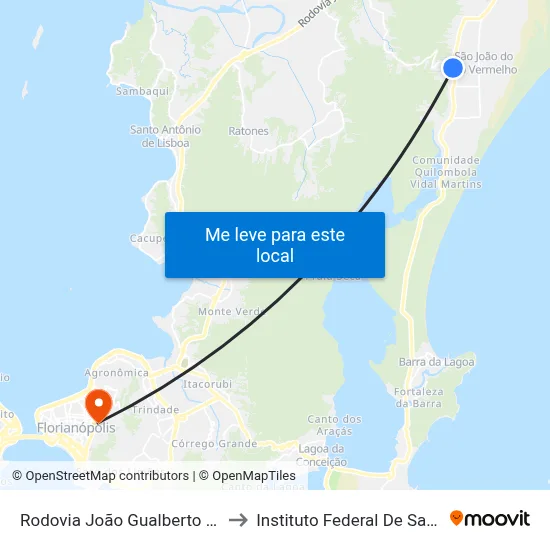 Rodovia João Gualberto Soares, 5857 to Instituto Federal De Santa Catarina map