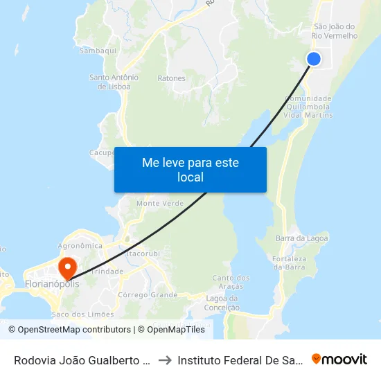 Rodovia João Gualberto Soares, 7145 to Instituto Federal De Santa Catarina map