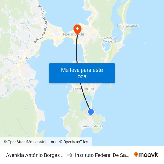 Avenida Antônio Borges Dos Santos to Instituto Federal De Santa Catarina map