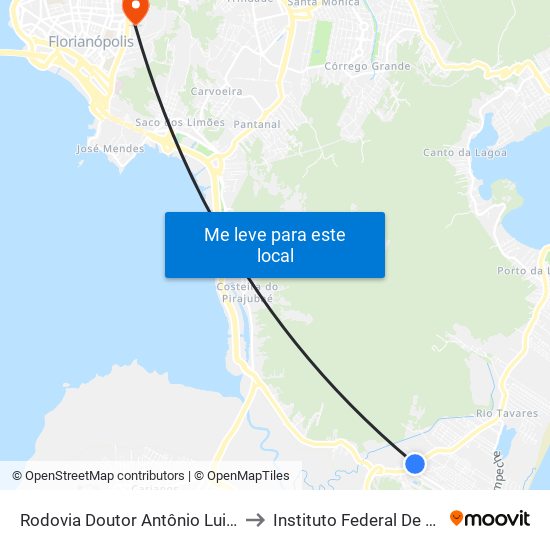 Rodovia Doutor Antônio Luiz Moura Gonzaga to Instituto Federal De Santa Catarina map