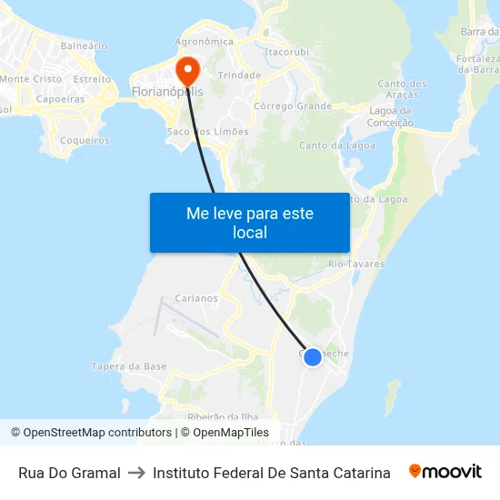 Rua Do Gramal to Instituto Federal De Santa Catarina map