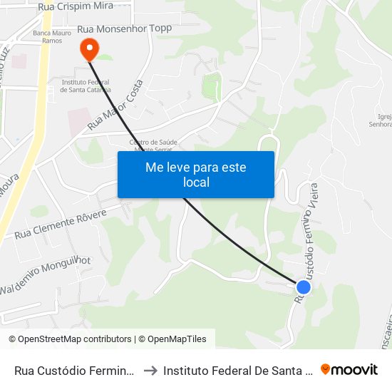 Rua Custódio Fermino Vieira to Instituto Federal De Santa Catarina map