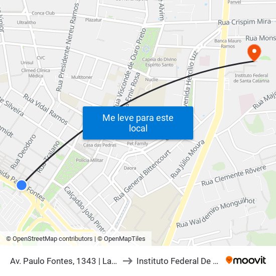 Av. Paulo Fontes, 1343 | Largo Da Alfândega to Instituto Federal De Santa Catarina map