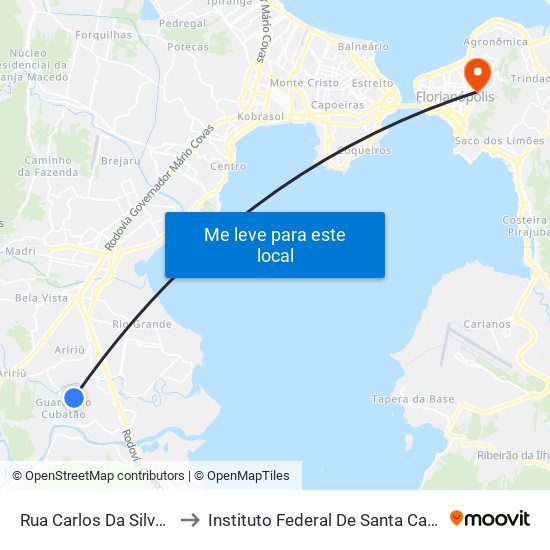 Rua Carlos Da Silva, 23 to Instituto Federal De Santa Catarina map