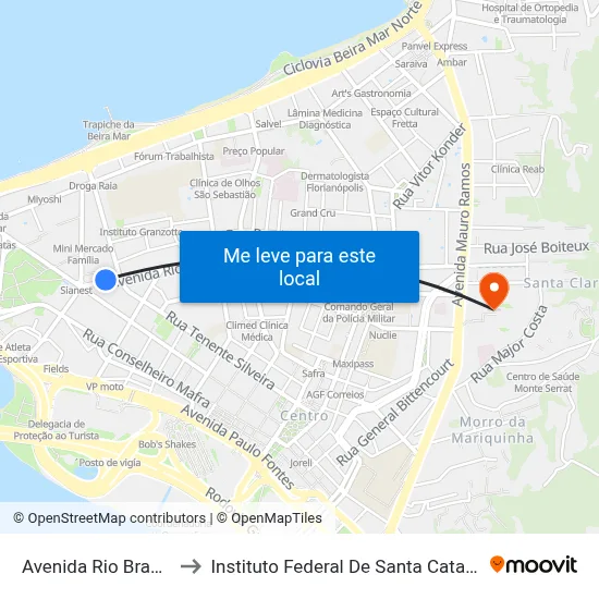 Avenida Rio Branco to Instituto Federal De Santa Catarina map