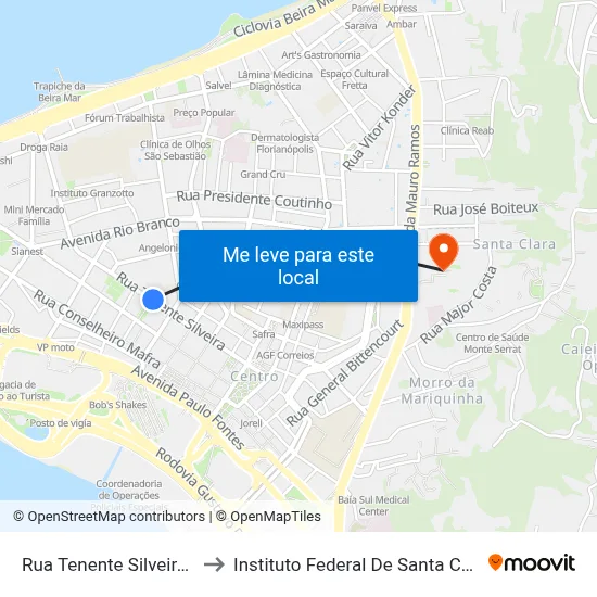 Rua Tenente Silveira 456 to Instituto Federal De Santa Catarina map