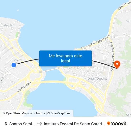 R. Santos Saraiva to Instituto Federal De Santa Catarina map