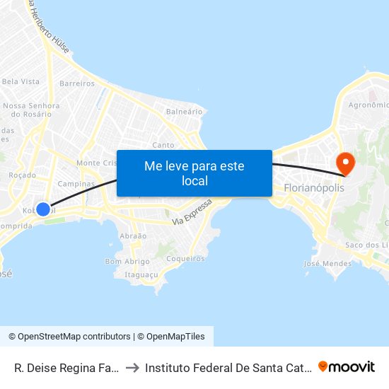 R. Deise Regina Farias to Instituto Federal De Santa Catarina map