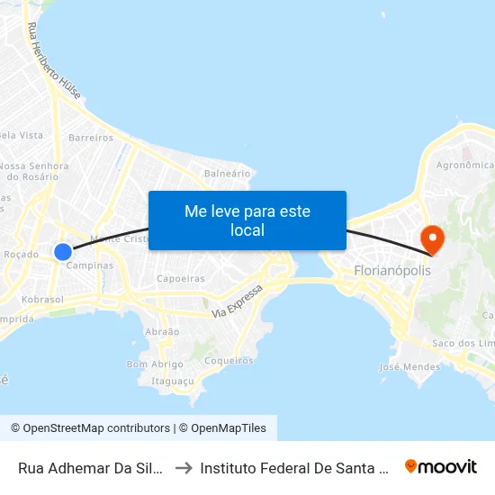 Rua Adhemar Da Silva 974 to Instituto Federal De Santa Catarina map