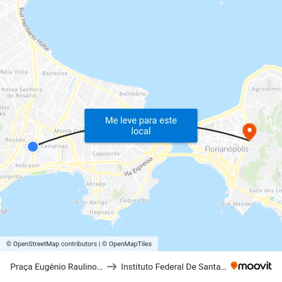 Praça Eugênio Raulino Koerich to Instituto Federal De Santa Catarina map