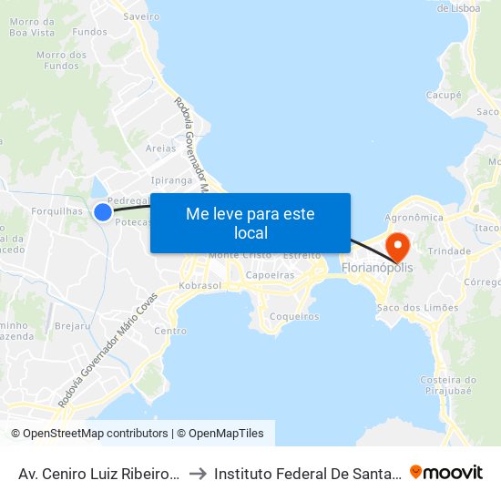 Av. Ceniro Luiz Ribeiro Martins to Instituto Federal De Santa Catarina map