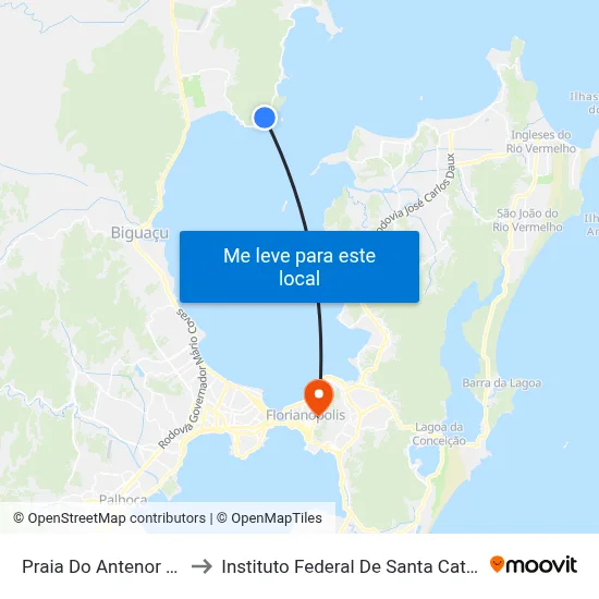 Praia Do Antenor (01) to Instituto Federal De Santa Catarina map