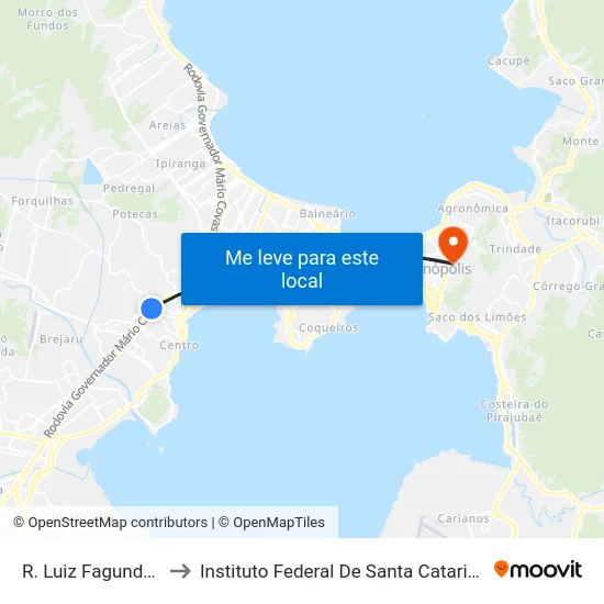 Rua Luiz Fagundes 980 to Instituto Federal De Santa Catarina map