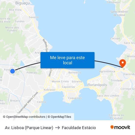 Av. Lisboa (Parque Linear) to Faculdade Estácio map