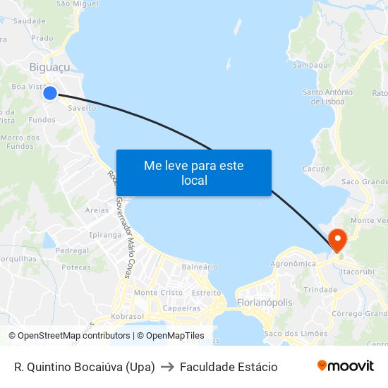 R. Quintino Bocaiúva  (Upa) to Faculdade Estácio map