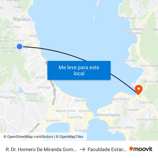R. Dr. Homero De Miranda Gomes to Faculdade Estácio map