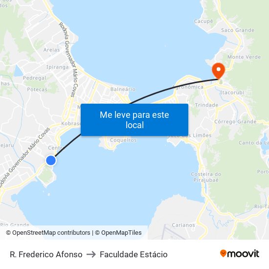 R. Frederico Afonso to Faculdade Estácio map