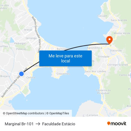 Marginal Br-101 to Faculdade Estácio map