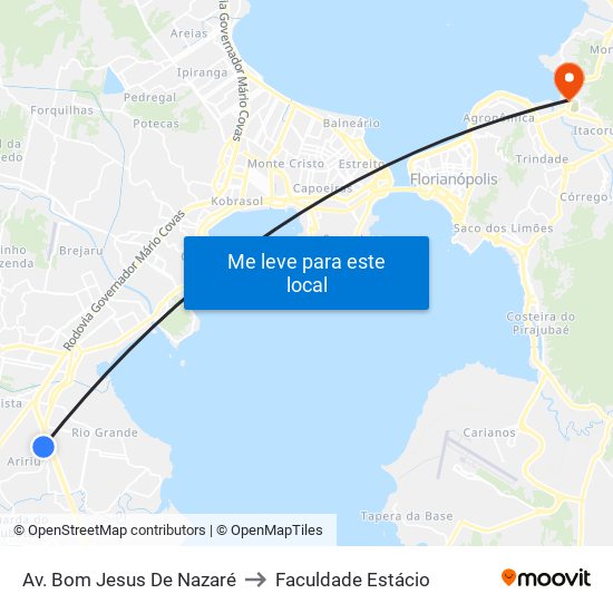 Av. Bom Jesus De Nazaré to Faculdade Estácio map