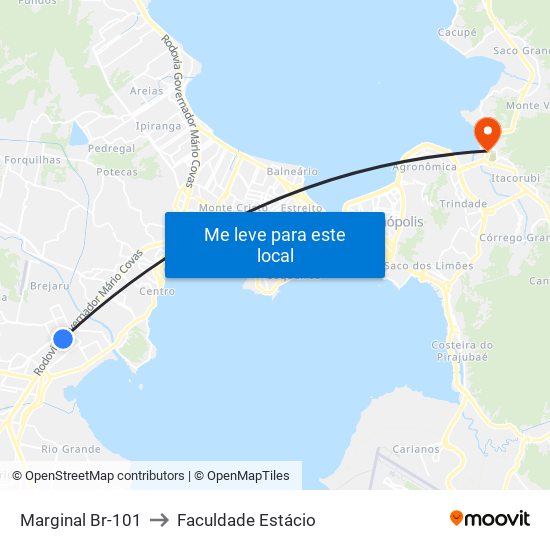 Marginal Br-101 to Faculdade Estácio map