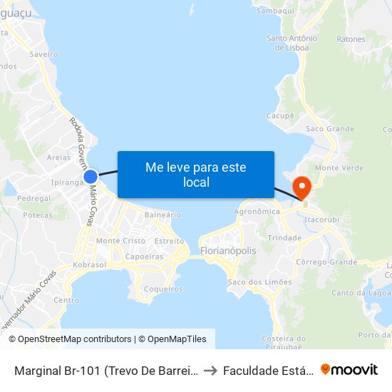 Marginal Br-101 (Trevo De Barreiros) to Faculdade Estácio map