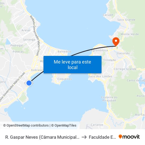 R. Gaspar Neves (Câmara Municipal De São José) to Faculdade Estácio map