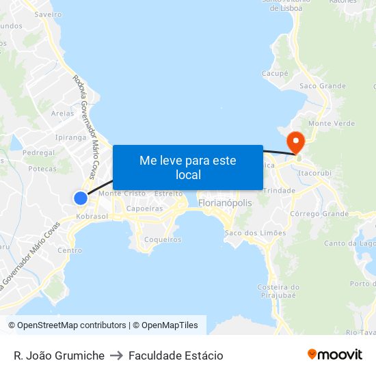 R. João Grumiche to Faculdade Estácio map