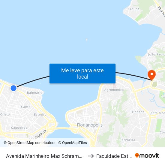 Avenida Marinheiro Max Schramm, 3157 to Faculdade Estácio map