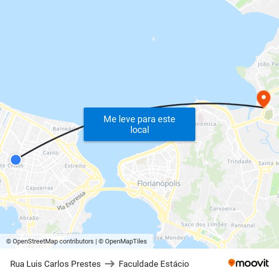 Rua Luis Carlos Prestes to Faculdade Estácio map