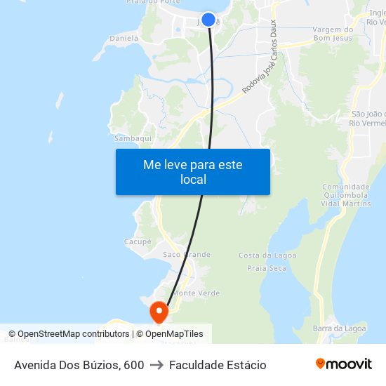 Avenida Dos Búzios, 600 to Faculdade Estácio map