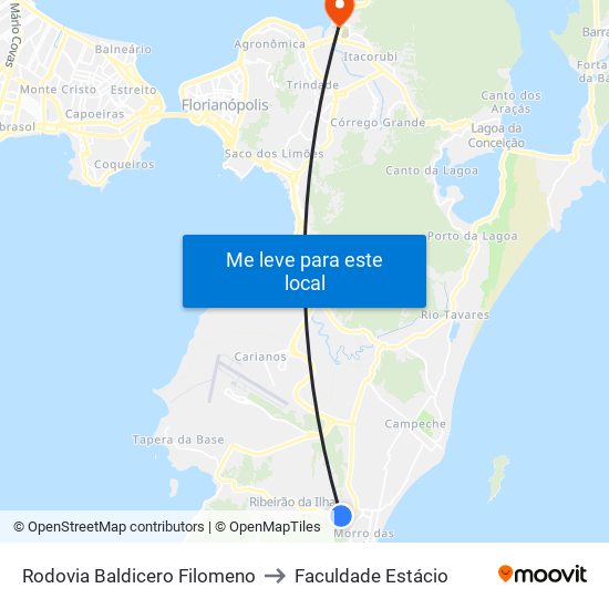 Rodovia Baldicero Filomeno to Faculdade Estácio map