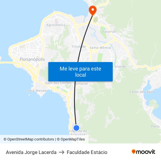 Avenida Jorge Lacerda to Faculdade Estácio map