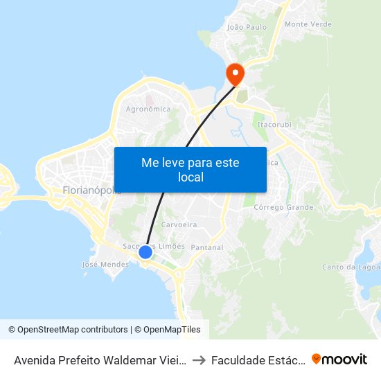 Avenida Prefeito Waldemar Vieira to Faculdade Estácio map