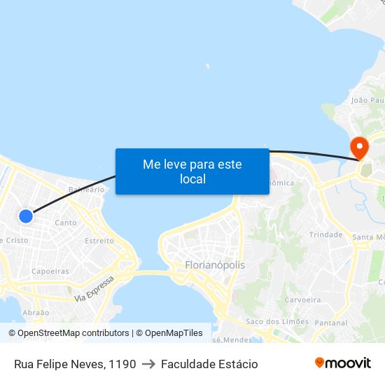 Rua Felipe Neves, 1190 to Faculdade Estácio map