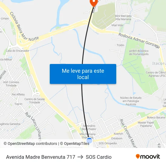 Avenida Madre Benvenuta 717 to SOS Cardio map