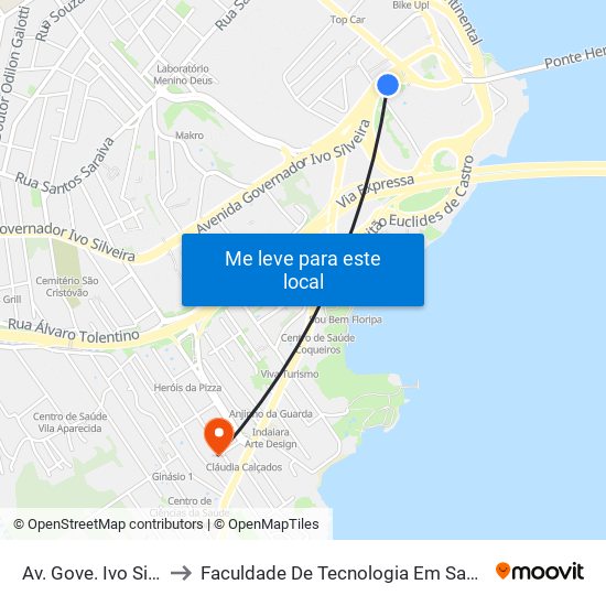 Av. Gove. Ivo Silveira to Faculdade De Tecnologia Em Saúde Cieph map