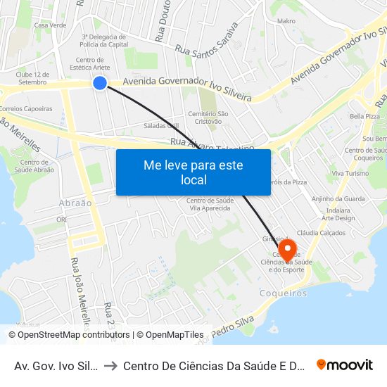 Av. Gov. Ivo Silveira to Centro De Ciências Da Saúde E Do Esporte map