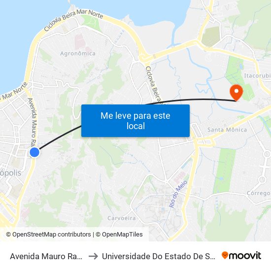 Avenida Mauro Ramos, 950 to Universidade Do Estado De Santa Catarina map