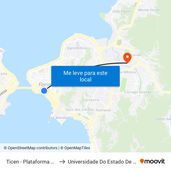 Ticen - Plataforma C (Biguaçu) to Universidade Do Estado De Santa Catarina map