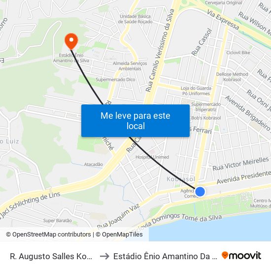 R. Augusto Salles Koerich to Estádio Ênio Amantino Da Silva map