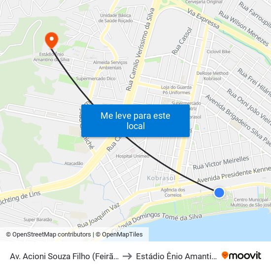 Av. Acioni Souza Filho (Feirão De Imóveis) to Estádio Ênio Amantino Da Silva map