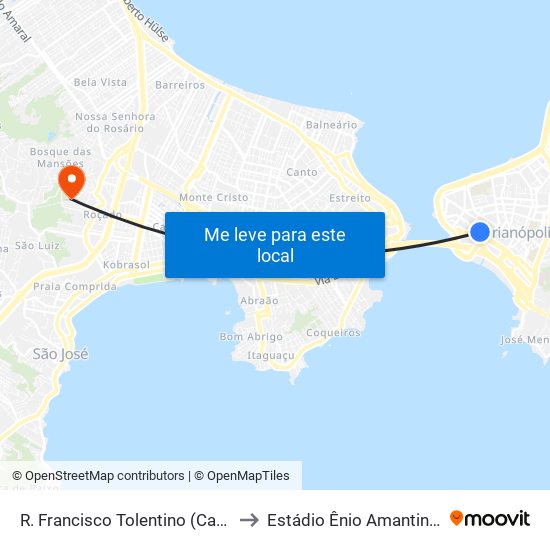 R. Francisco Tolentino (Casas D'Água) to Estádio Ênio Amantino Da Silva map