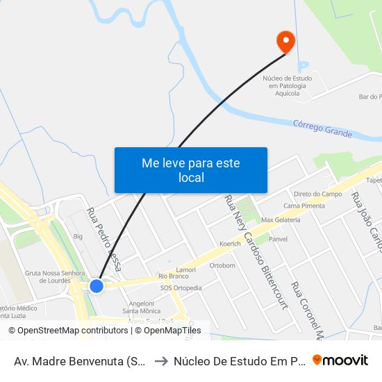 Av. Madre Benvenuta (Shopping Iguatemi) to Núcleo De Estudo Em Patologia Aquícola map